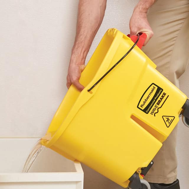 1004699_3.jpg Rubbermaid Yellow Wavebrake Bucket w/ Caster Kit 35-qt. - Image 3