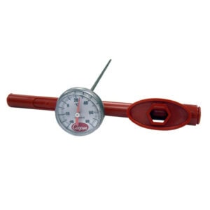 High-temperature sterilizer thermometer and probe for accurate sterilization monitoring.