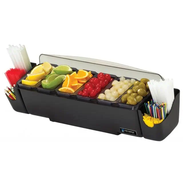 San Jamar® Dome Garnish Center 6-Compartment W/ 2 Snap-On Caddies