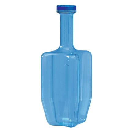 Blue plastic cleaning bottle for hygiene and sanitation products.