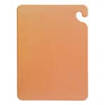 Rectangular orange plastic sanitizer clip with hook for easy attachment.