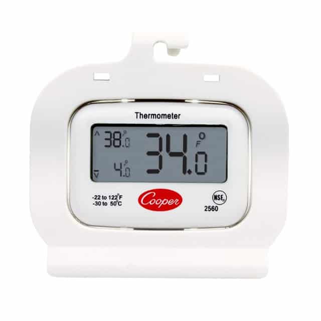 38°C digital thermometer for accurate temperature monitoring in sanitation and hygiene facilities.
