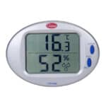 16.3°C digital thermometer and humidity monitor displaying temperature and humidity levels for optimal hygiene management.