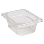 Clear plastic food container with lid for hygiene storage and meal prep.