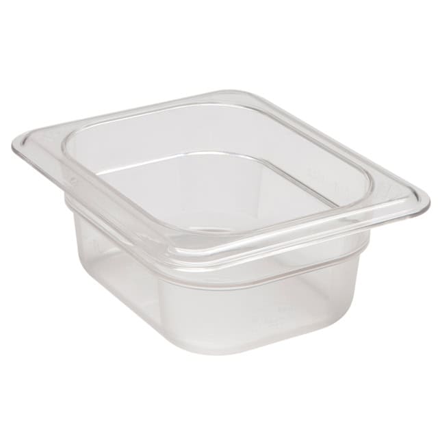 Clear plastic food container with lid for hygiene storage and meal prep.