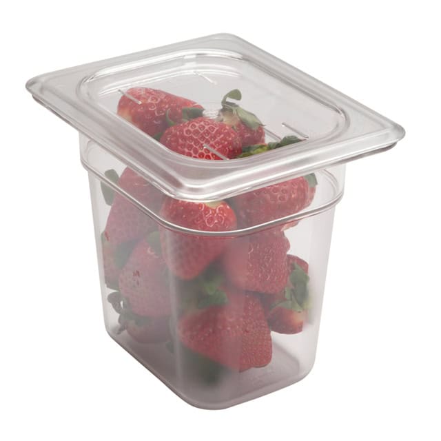 1016561_2.jpg Fresh strawberries in a clear plastic container, highlighting food storage solutions for hygiene and freshness.