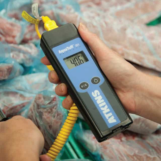 1018116_2.jpg 4. A hand holding a portable digital moisture meter measuring 46.6% humidity in a hygienic environment, demonstrating Beyond Hygiene Asia's focus on sanitation and cleanliness testing solutions for various industries.