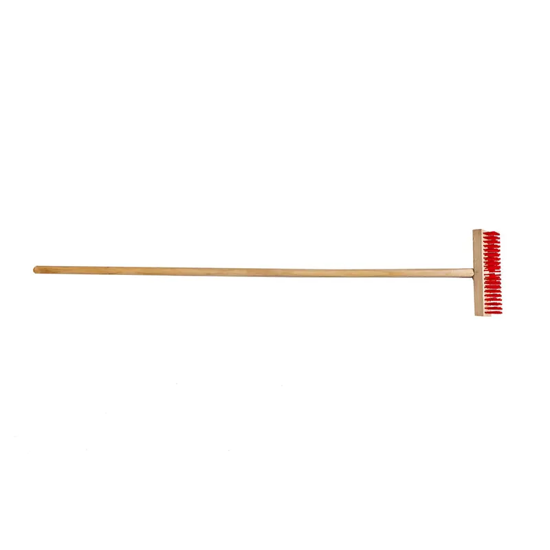 12++INC+NYLON+DECK+BRUSH+WITH+LONG+HANDLE+crop Rubber broom with wooden handle for cleaning floors and surfaces, ergonomic design, effective dust and debris removal, industrial and commercial cleaning supply, Beyond Hygiene Asia product.