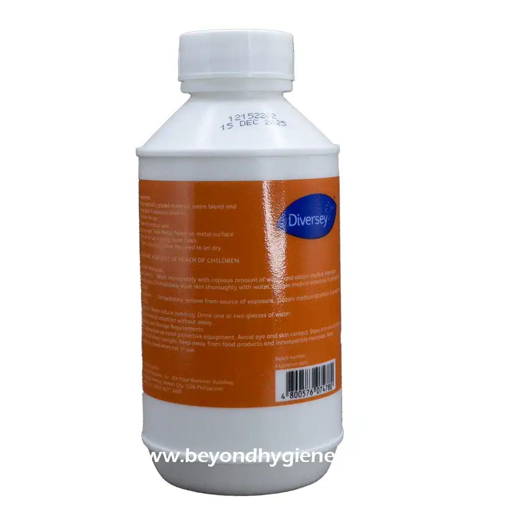 Diversey Metal Polish 150ml Hospitable hand sanitizer containing active disinfectant, ideal for hygiene in commercial and healthcare settings.