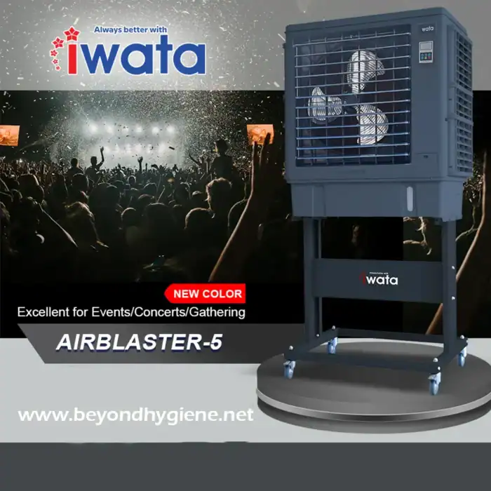 Wata Airblaster-5 portable cooling fan unit suitable for events, concerts, and gatherings to provide efficient cooling in crowded settings.