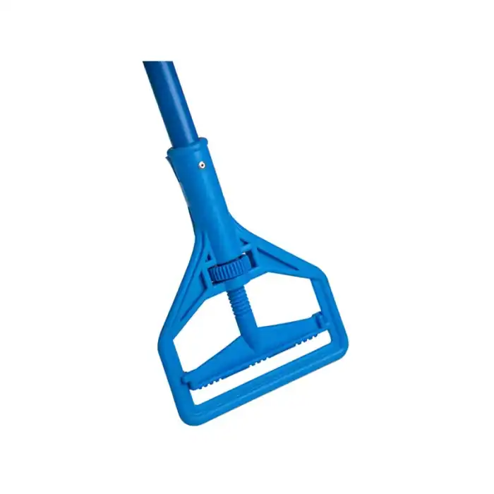 Blue cleaning squeegee for hygiene and sanitation tasks, industrial cleaning tool.