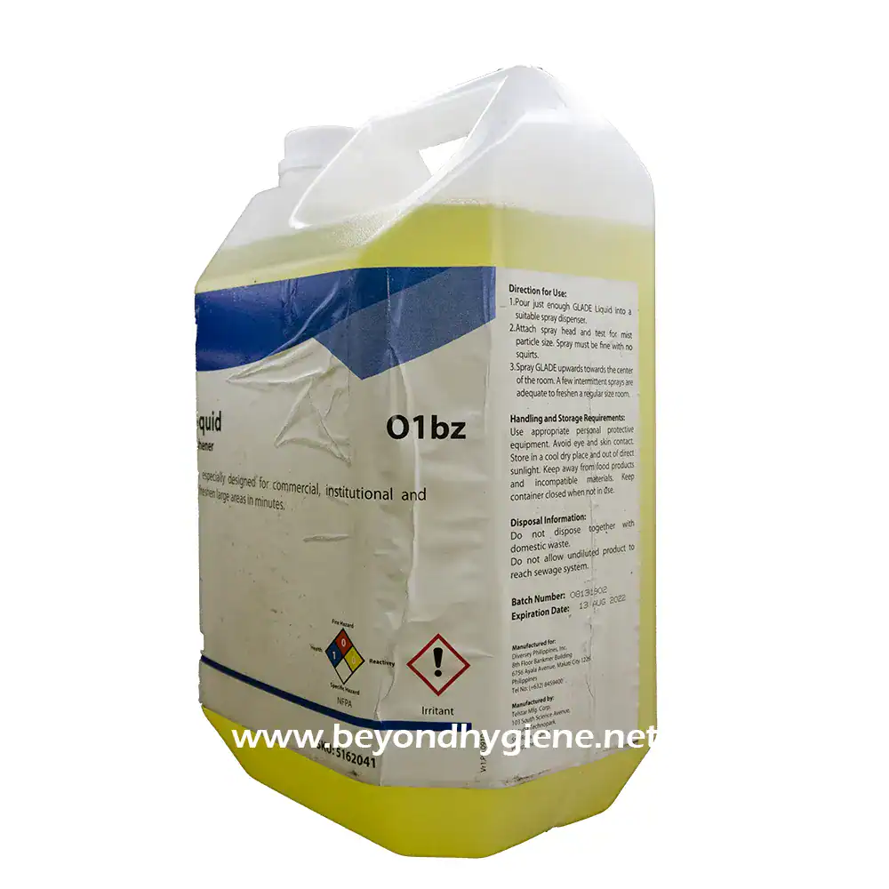 2 Glade disinfectant liquid container for commercial use in Asia - effective hygiene solution for institutional environments.