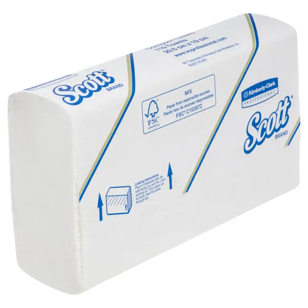 202185734_slc FSC certified Scott brand professional cleaning wipes in a white container for hygiene and sanitation.