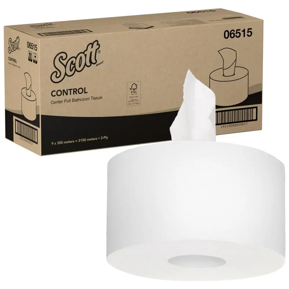 202299496_ct Soft white bathroom tissue roll for commercial and office restrooms, compatible with center pull dispensers. Perfect hygiene product for public facilities by Beyond Hygiene Asia.