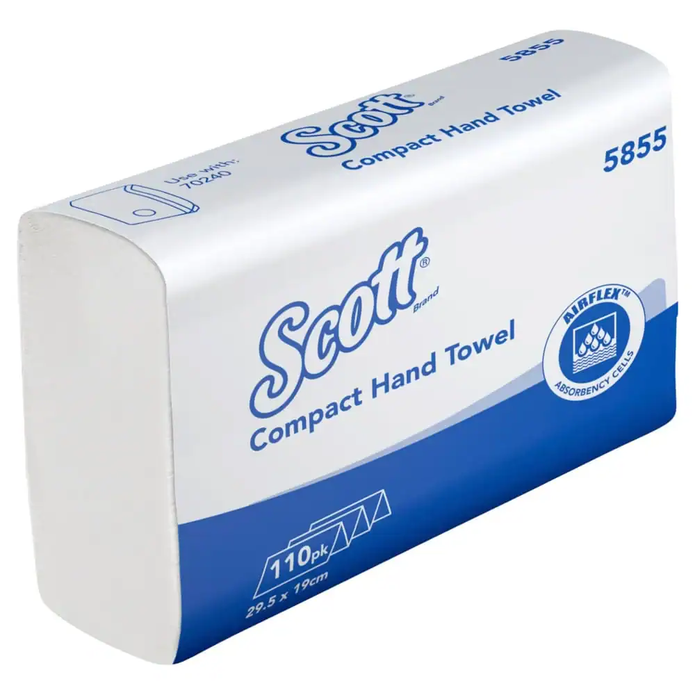 202469552_slc Compact hand towel pack from Scott, featuring Airflex absorbency technology, ideal for hygiene and sanitation in Asian workplaces and businesses.