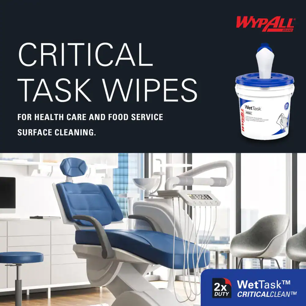 202714303_m High-quality critical task wipes for healthcare, food service, and surface cleaning by Wypall, ideal for infection control and sanitation in medical and food production environments.