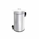 20L Stainless Steel Cylindrical Step Bin | Round Trash Can | Foot Pedal Bin | Waste Bin | 20 Liters