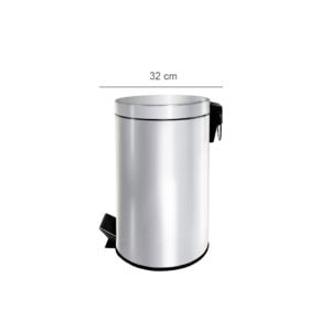 20L Stainless Steel Cylindrical Step Bin | Round Trash Can | Foot Pedal Bin | Waste Bin | 20 Liters