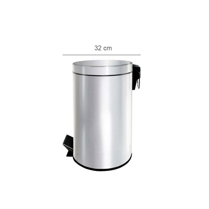 20L Stainless Steel Cylindrical Step Bin | Round Trash Can | Foot Pedal Bin | Waste Bin | 20 Liters