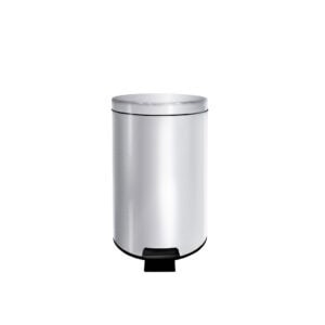 Platinum stainless steel pedal bin, ideal for hygienic waste disposal in commercial and healthcare environments. Durable, sleek design with foot pedal for hands-free operation.