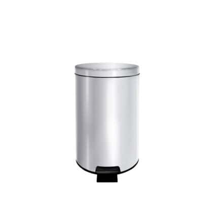 Platinum stainless steel pedal bin, ideal for hygienic waste disposal in commercial and healthcare environments. Durable, sleek design with foot pedal for hands-free operation.