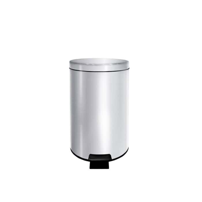 Platinum stainless steel pedal bin, ideal for hygienic waste disposal in commercial and healthcare environments. Durable, sleek design with foot pedal for hands-free operation.