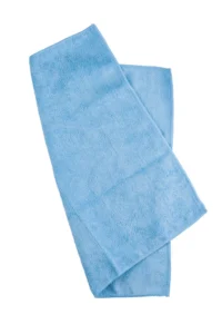 Soft blue microfiber cleaning towel for hygiene and cleaning services. Perfect for professional cleaning, sanitation, and maintenance in commercial and healthcare settings.