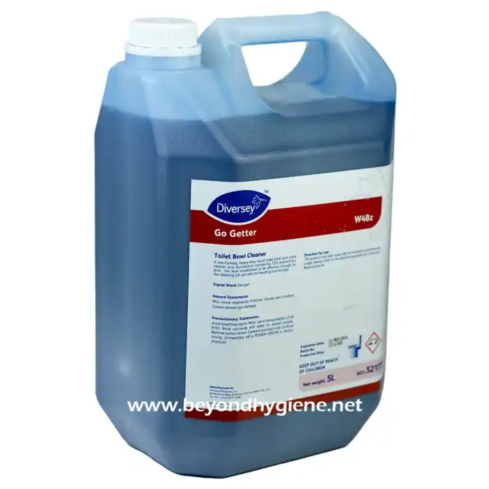 Diversey toilet bowl cleaner in a 5-liter container, ideal for commercial hygiene facilities, featuring effective sanitation and disinfection properties for maintaining clean restrooms.
