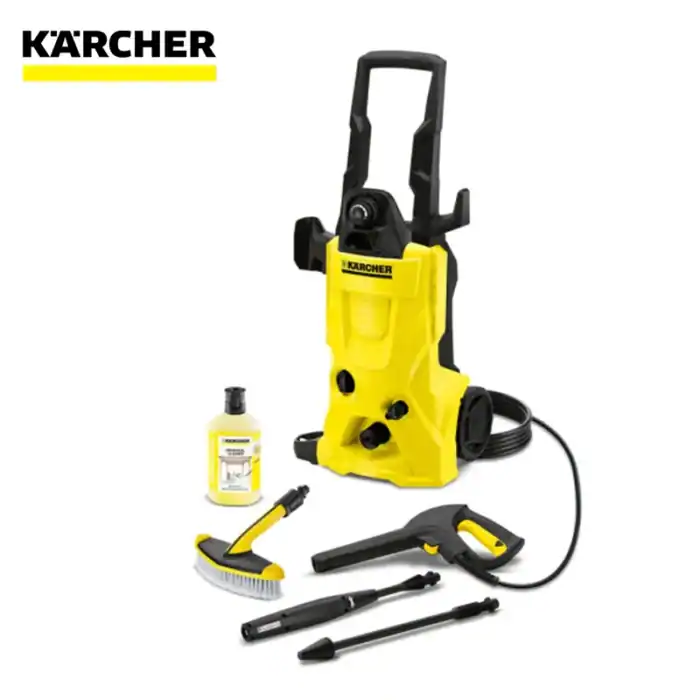 Kärcher high-pressure washer with multiple accessories for professional cleaning, ideal for commercial use in Asia. Designed for powerful and efficient outdoor and surface cleaning tasks.