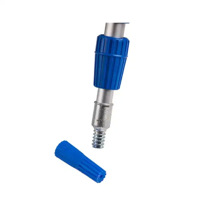 Blue valve cover with screw thread for hygienic equipment.
