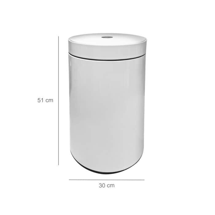 Modern white automatic paper towel dispenser with dimensions 51 cm height and 30 cm diameter, ideal for hygiene and sanitation in commercial spaces.