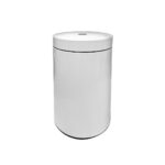 Trash can with touchless sensor for hygienic waste disposal in commercial and public spaces.