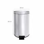 Durable stainless steel trash can with foot pedal for hands-free waste disposal, perfect for commercial and office hygiene needs.