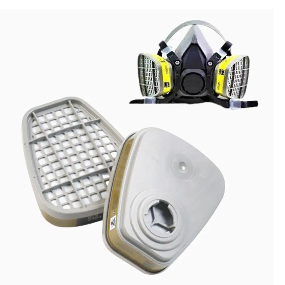 N95 respirator mask with replaceable filters, designed for industrial and cleanroom environments, offering high-level respiratory protection against airborne particles.