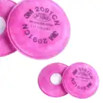 3. Pink 3M N95 respirator filters designed for optimal facial fit and protection, essential for health and safety in hygiene and medical environments.
