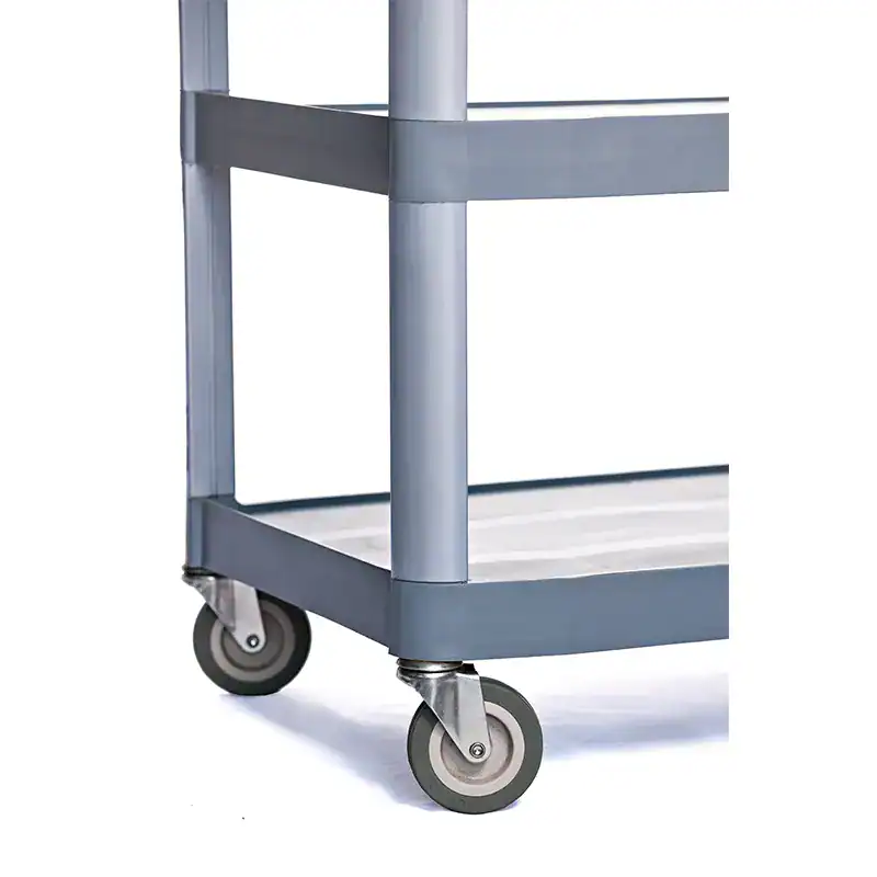 4 Aluminum utility cart with wheels, ideal for commercial sanitation and cleaning needs.