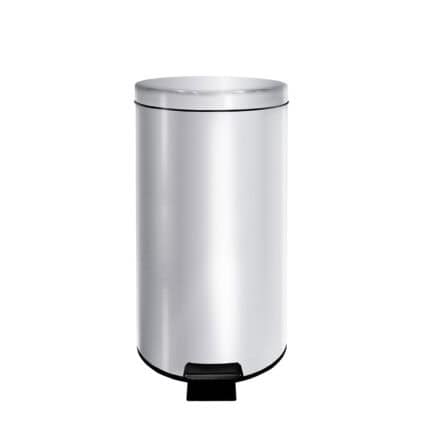 40L Stainless Steel Cylindrical Step Bin | Round Trash Can | Foot Pedal Bin | Waste Bin | 40 Liters