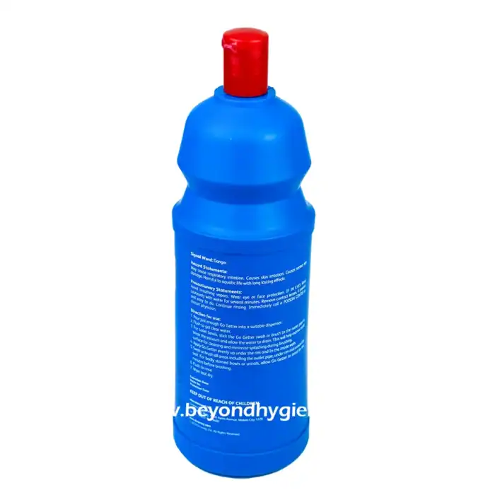 Blue disinfectant spray bottle for hygiene and sanitation, suitable for commercial and industrial cleaning applications.