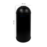 MaxBin 50L Metal Black Open Lid Trash Bin | Heavy-Duty Open Top Round Waste Can | 50 Liters