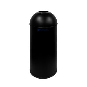 MaxBin 50L Metal Black Open Lid Trash Bin | Heavy-Duty Open Top Round Waste Can | 50 Liters
