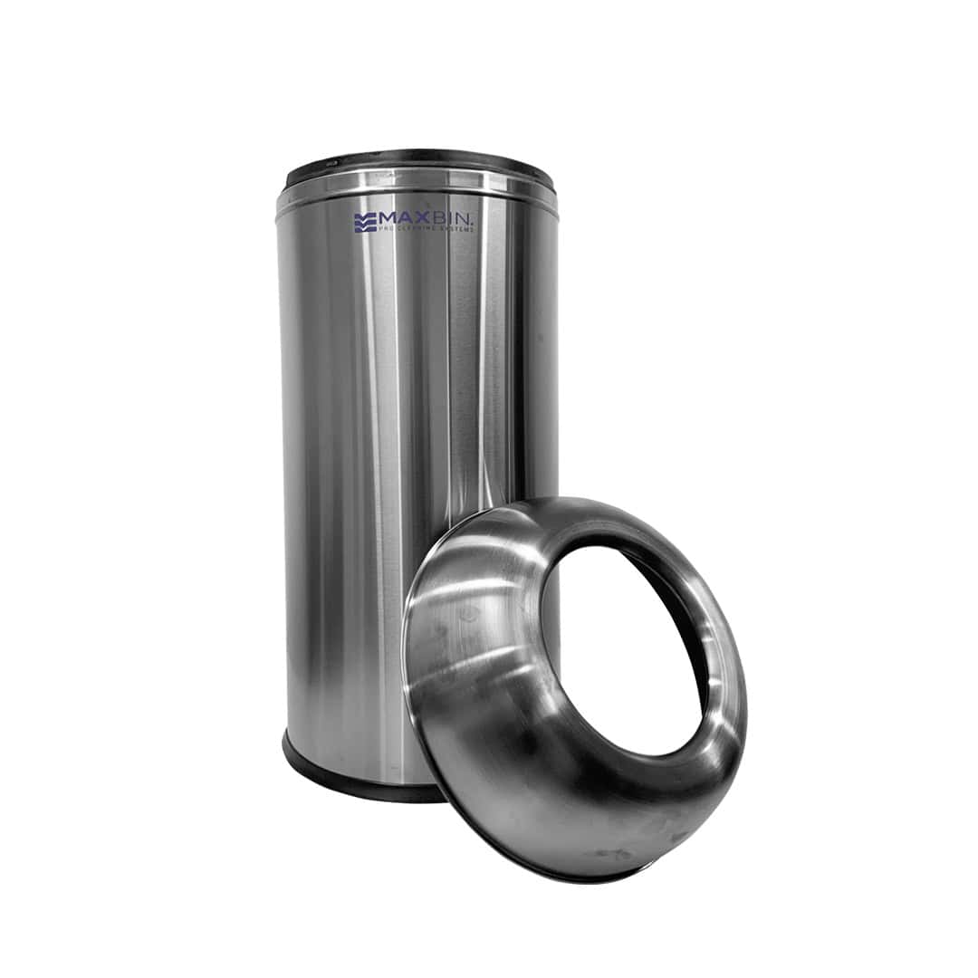 50L-Stainless-Bullet-Type-Electroplated-Trash-Bin-Detail.jpg MaxBin 50L Stainless Steel Bullet Type Electroplated Black Gold Trash Bin | Open Top Can | 50 Liters