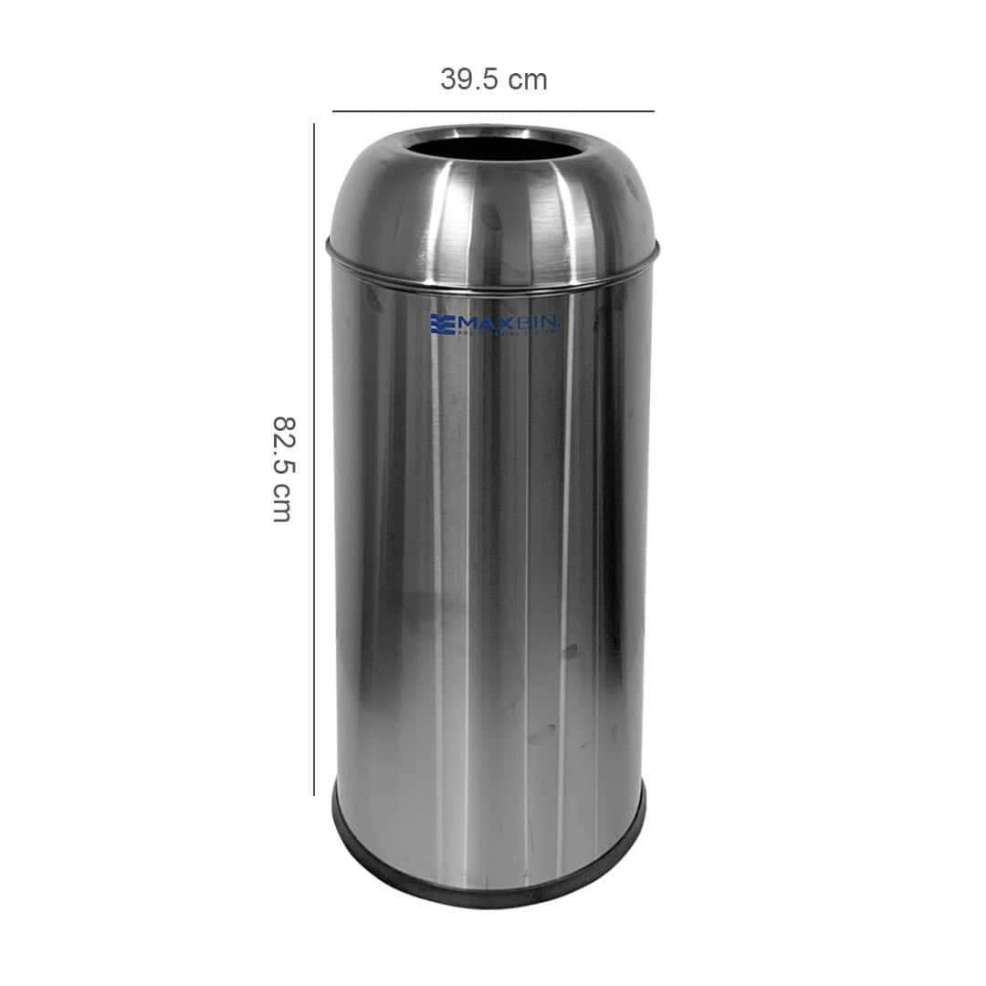50L-Stainless-Bullet-Type-Electroplated-Trash-Bin-Dimensions.jpg MaxBin 50L Stainless Steel Bullet Type Electroplated Black Gold Trash Bin | Open Top Can | 50 Liters