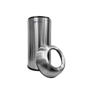 MaxBin stainless steel trash bin for commercial hygiene and waste management.