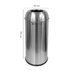 MaxBin 50L Stainless Steel Fingerprint-Free Open Lid Trash Bin | Round Trash Can | 50 Liters