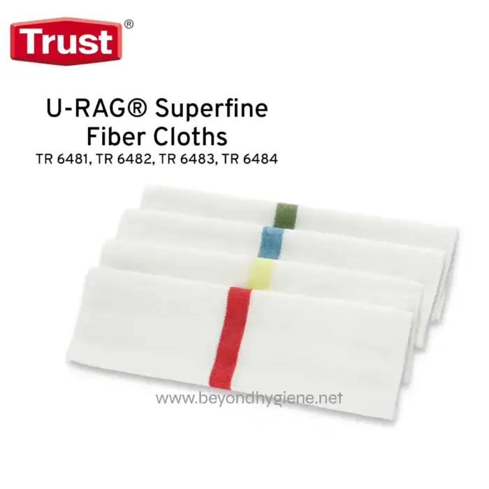 Disposable fiber cloths for hygienic cleaning, available in multiple colors, ideal for commercial and industrial sterilization, trusted for superior sanitation and hygiene standards.