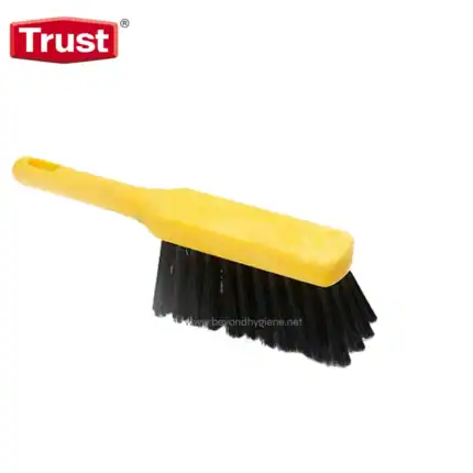 Yellow cleaning brush with black bristles for surface scrubbing highly durable and effective for industrial hygiene applications in Asia beyond hygiene trust brand.