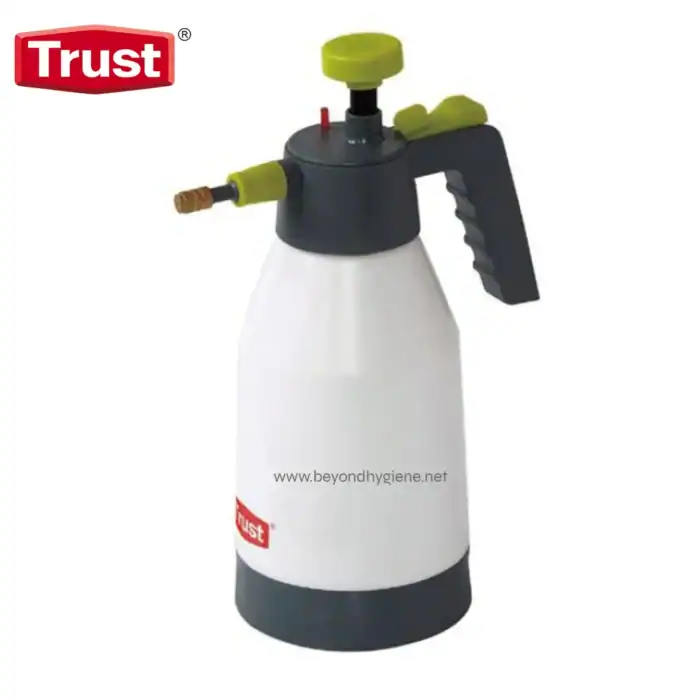 Spray bottle for disinfectant or cleaning solutions, ideal for hygiene and sanitation in commercial and healthcare settings.