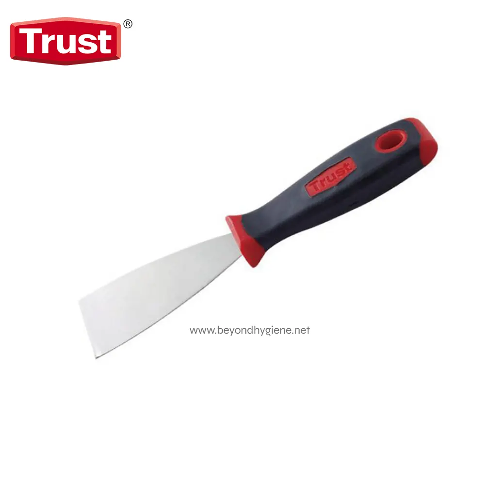 6982 Trust hand trowel for gardening and soil mixing, with ergonomic black and red handle, ideal for precision gardening tasks, durable stainless steel blade, and trusted brand quality.