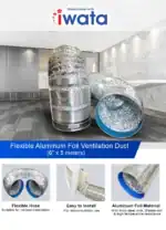 Flexible aluminum foil ventilation duct for commercial and industrial sterilization, ventilation, and hygiene applications in Asia.