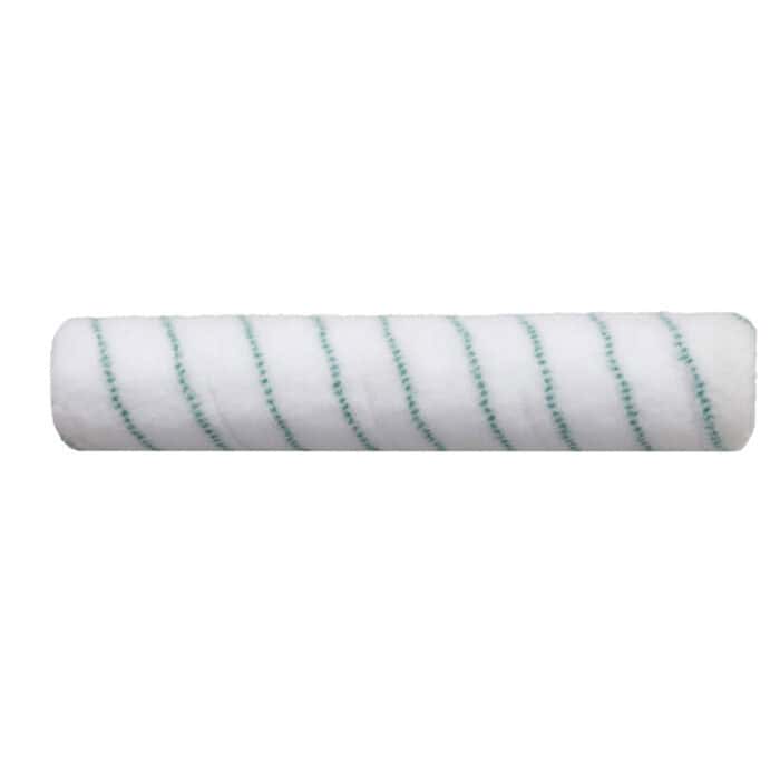 White hospital or industrial water filter cartridge with green spiral detailing, used in water purification systems.